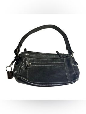 Gianni Bini Y2K VTG Black Leather Shoulder Bag Purse 90s Mobwife Going Out